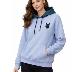 Playboy University Hoodie Medium Light Blue Y2K Preppy Streetwear PacSun